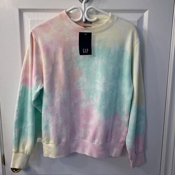 GAP Size XS Vintage Soft Balloon Sleeve Pullover Sweatshirt Pastel Tie Dye - Picture 3 of 8